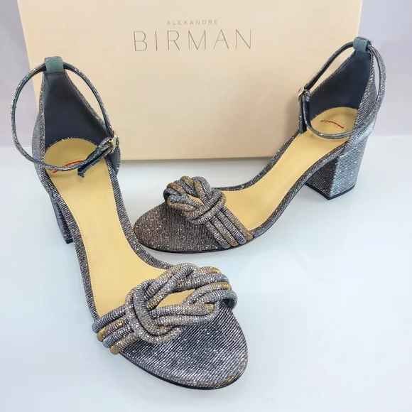 NWT$625 Alexandre Birman Vicky 60mm Stellar Knot Bow Sandals Heels Sz 37 (7)
